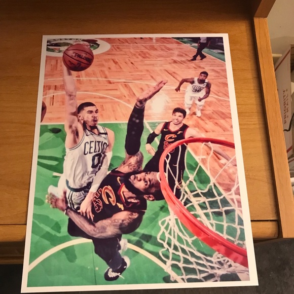 JAYSON TATUM DUNKS ON LEBRON JAMES 8.5x11 REPRINT 5 POSTER NBA GLOSSY BUNDLE SET - Picture 3 of 6